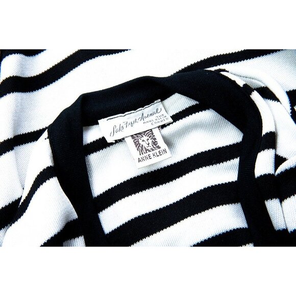 Vintage Women's Cardigan Ann Klein Saks Fifth Avenue Cardigan L Black & White - Picture 3 of 6